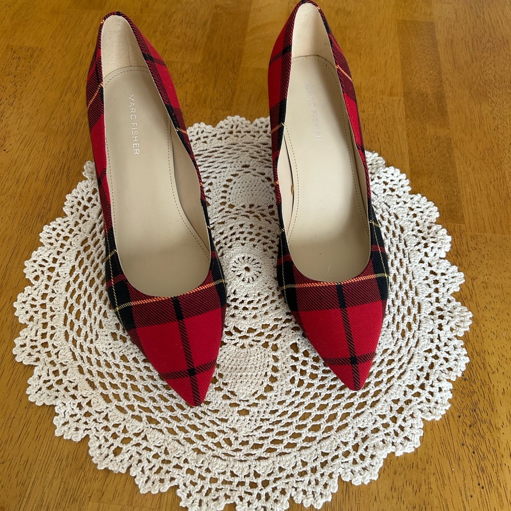 Marc Fisher Red Plaid Women's Shoes